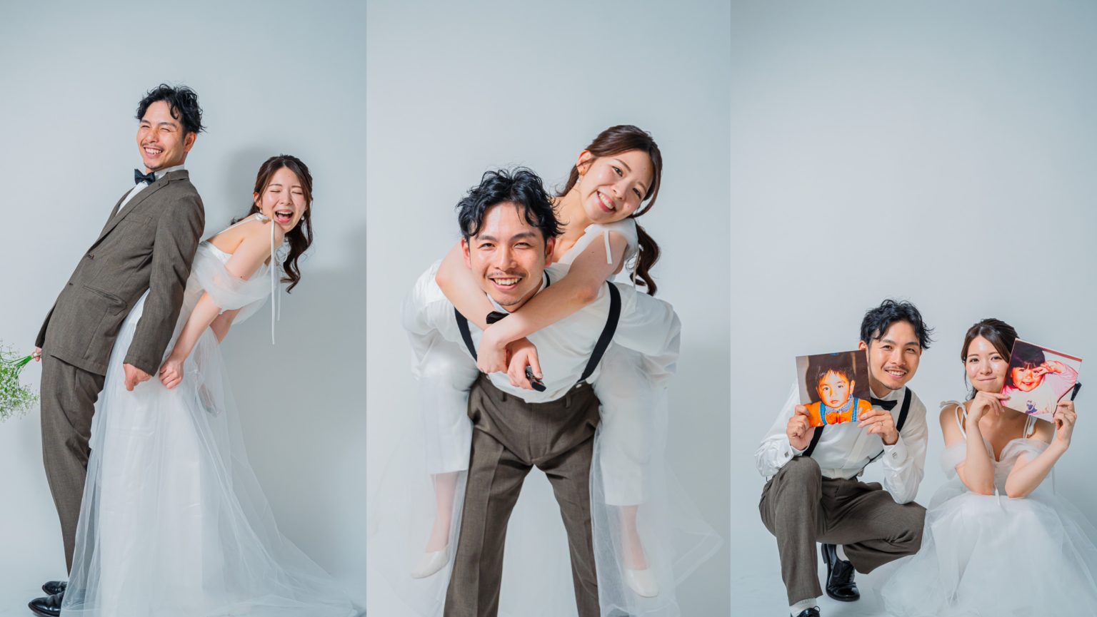 セルフウェディングフォトでの撮影事例のコラージュ画像