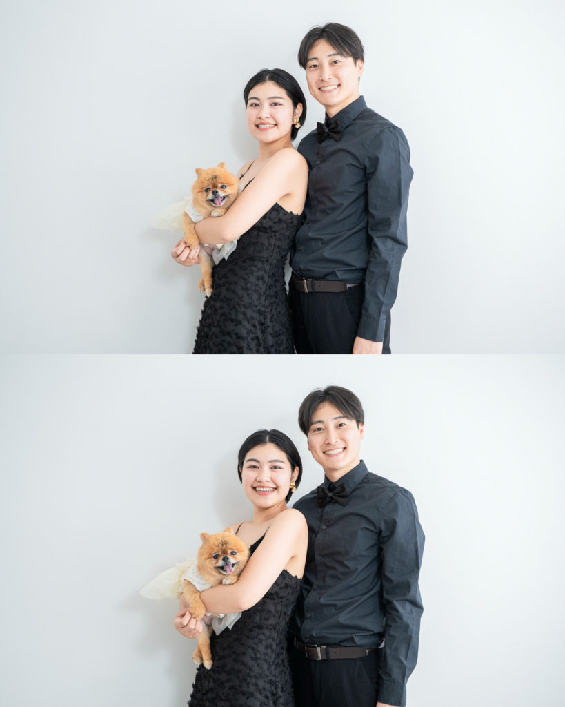 INAI WEDDING 東京スタジオで撮影された入籍記念フォト|愛犬と一緒に