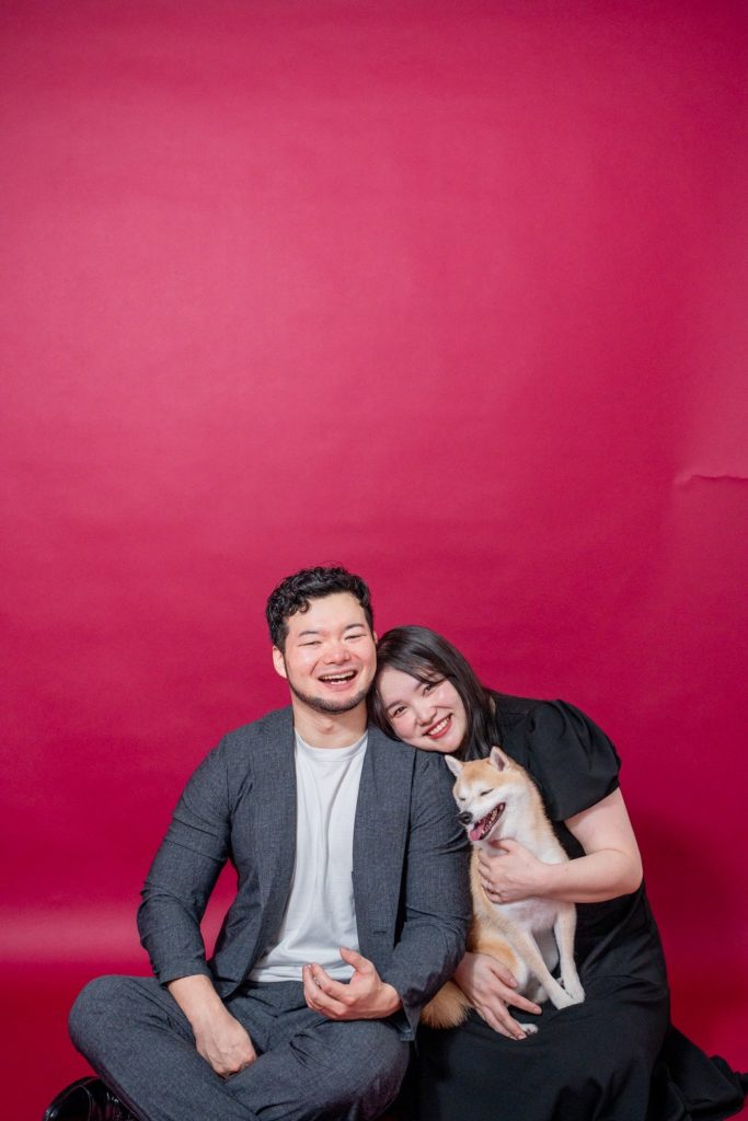 入籍フォト愛犬と一緒ショット