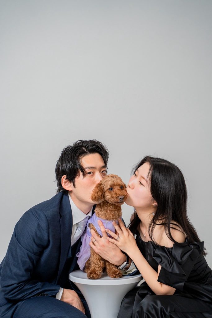 入籍フォト愛犬と一緒ショット