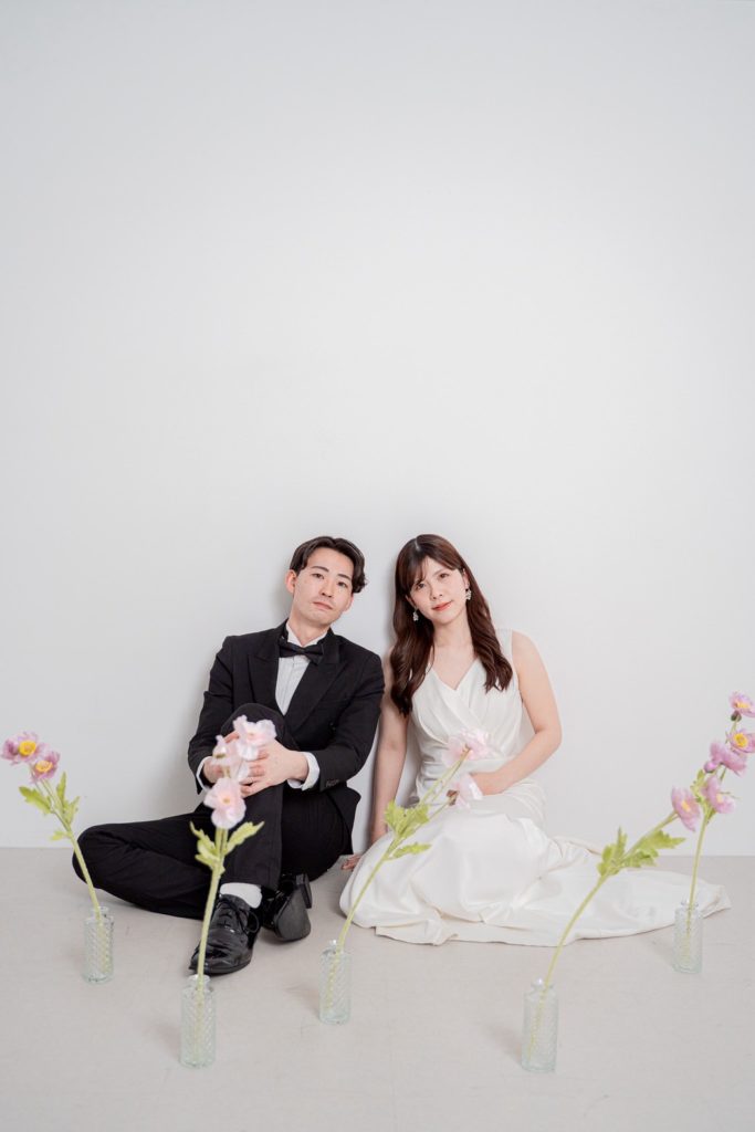 入籍フォトお花を使って